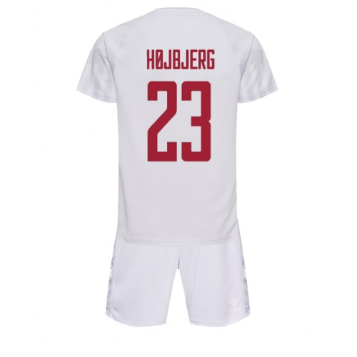 Camisa de time de futebol Dinamarca Pierre-Emile Hojbjerg #23 Replicas 2º Equipamento Infantil Mundo 2022 Manga Curta (+ Calças curtas)